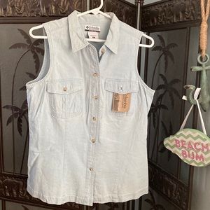 NWT Columbia denim sleeveless shirt Medium
